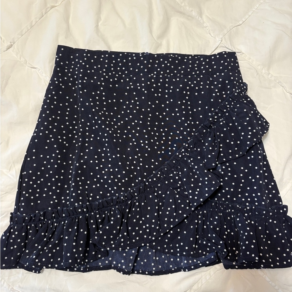 Navy Blue Polka Dot Ruffle Skirt